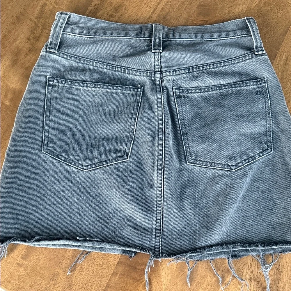 Madewell washed black Denim Mini Skirt with Raw Hem